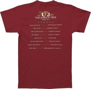 Marškinėliai U2 Joshua Tree 2017 (Back Print & Ex-Tour) Red S Marškinėliai - 2