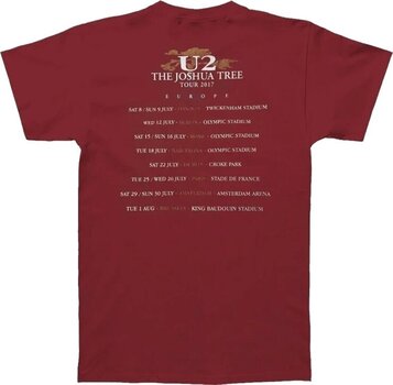 T-Shirt U2 Joshua Tree 2017 (Back Print & Ex-Tour) Red M T-Shirt - 2