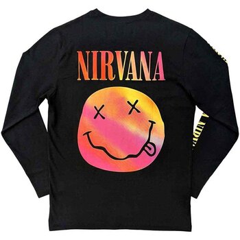 T-shirt Nirvana Gradient Happy Face (Back & Sleeve Print) Black L T-shirt - 2