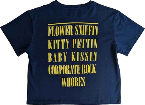 T-Shirt Nirvana Yellow Happy Face Flower Sniffin (Back Print) Denim Blue L Ladies T-Shirt - 2