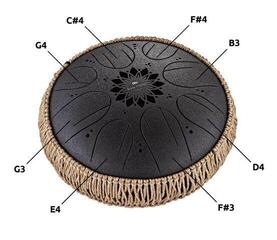 Tongue Drum Meinl Medium Octave Steel 10" B Minor 432Hz Black Tongue Drum - 3