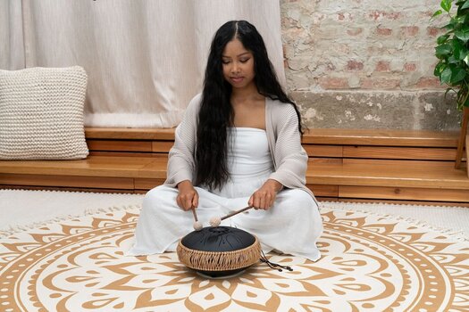 Tongue Drum Meinl Medium Octave Steel 10" B Minor 432Hz Black Tongue Drum - 6