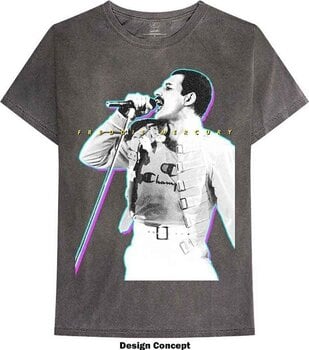 Marškinėliai Freddie Mercury Glow (Wash Collection) Black S Marškinėliai - 2
