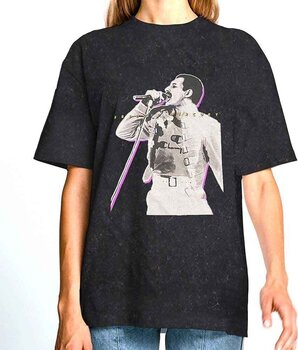 Marškinėliai Freddie Mercury Glow (Wash Collection) Black S Marškinėliai - 5