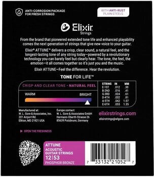 Cordes de guitares acoustiques Elixir 21052 ATTUNE 12-53 Cordes de guitares acoustiques - 3