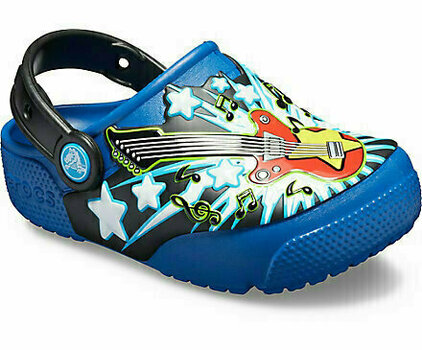 Kids Sailing Shoes Crocs Kids' Fun Lab Guitar Lights Clog Blue Jean 33-34 - 5