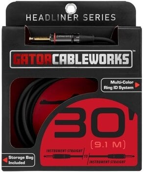 Instrumenttikaapeli Gator Cableworks Headliner Series Strt to Strt 9 m Suora-suora Instrumenttikaapeli - 10