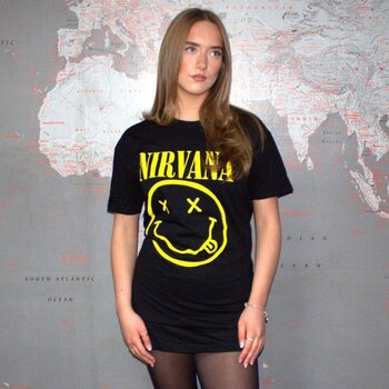 T-Shirt Nirvana Yellow Happy Face Dress Black M Ladies T-Shirt - 2