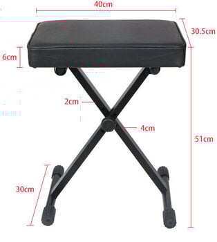 Taburete de piano de metal Revoltage Keyboard Bench 3000 Taburete de piano de metal Black - 11