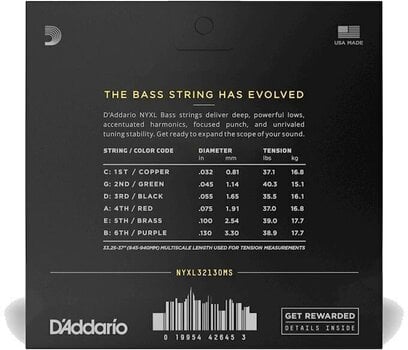 Žice za 6 žičanu bas gitaru D'Addario NYXL32130MS Žice za 6 žičanu bas gitaru - 3