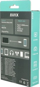 Adaptador de alimentação elétrica Avax HB611 CONNECT+ 5in1 HUB Adaptador de alimentação elétrica - 8