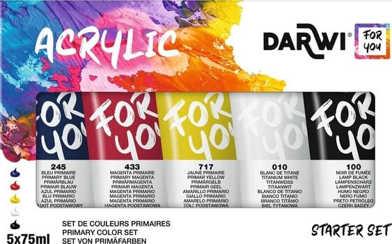 Culoare acrilică Darwi Acrylic Paint Set de vopsele acrilice 5 x 75 ml 5 Bucăți - 2