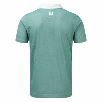 Camiseta polo Footjoy Stretch Lisle Basketweave Print Mens Polo Shirt Aqua White L - 2