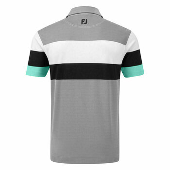 Polo Shirt Footjoy Engineered Birdseye Pique Mens Polo Shirt Black/White/Aqua L - 2