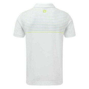 Polo Shirt Footjoy Stretch Lisle Engineered Pinstripe Mens Polo Shirt White/Blue/Citrus M - 2