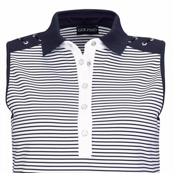 Риза за поло Golfino Nautical Stripes Sleeveless Womens Polo Shirt Navy 36 - 3