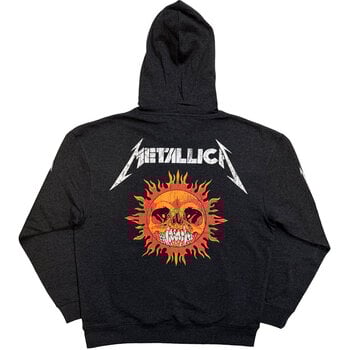 Hættetrøje Metallica Worn Pushead Flaming Skull (Back Print) Charcoal Grey L Hættetrøje - 2