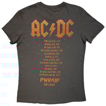 T-Shirt AC/DC Bell Lightning EU Tour '25 (Back Print & Ex-Tour) Charcoal Grey L Damen T-Shirt - 2