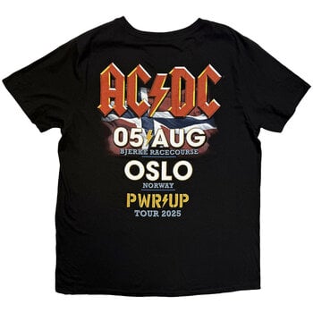 Camiseta de manga corta AC/DC PWR'D-UP Norway EU Tour '25 (Back Print & Ex-Tour) Black 2XL Camiseta de manga corta - 2
