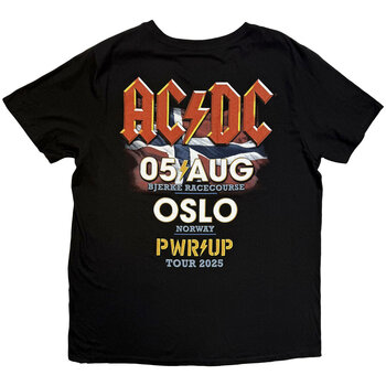 Tričko AC/DC PWR'D-UP Norway EU Tour '25 (Back Print & Ex-Tour) Black 3XL Tričko - 2