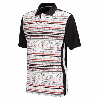 Polo Shirt Golfino Red Performance Striped Mens Polo Shirt Black 50 - 2