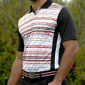 Poolopaita Golfino Red Performance Striped Mens Polo Shirt Black 48 - 5