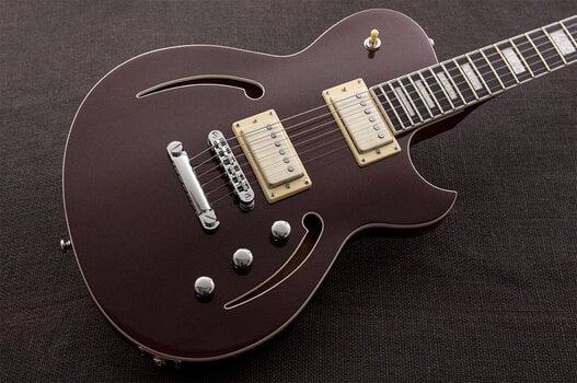 Semi-Acoustic Guitar Reverend Guitars Roundhouse Air HH Metallic Bordeaux Semi-Acoustic Guitar - 6