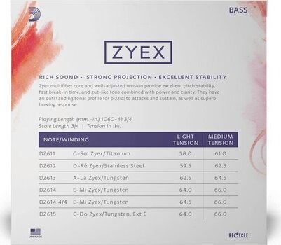 Saiten für Streichinstrumente D'Addario DZ611 3/4M Saiten für Streichinstrumente - 2