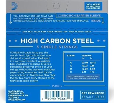 Coardă individuală pentru chitară D'Addario PL009-5 Coardă individuală pentru chitară - 2