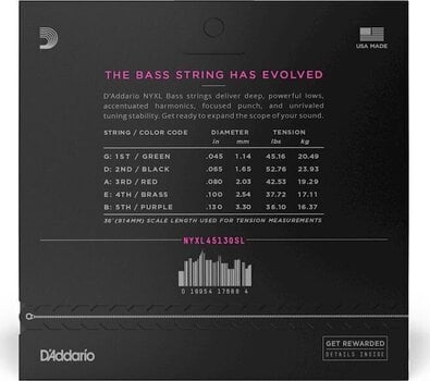 Bass guitar strings D'Addario NYXL45130MS Bass guitar strings - 2