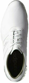 Calçado de golfe para homem Adidas Adipure Classic Mens Golf Shoes White/Silver Metallic UK 10 - 3