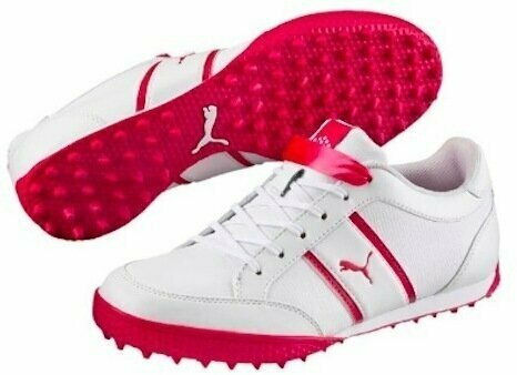 Női golfcipők Puma Monolite Cat Női Golf Cipők White/Rose Red UK 6 - 2