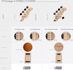 Fretless E-Bass Sire Marcus Miller V7 Vintage Swamp Ash-5 FL 2nd Gen Natural Fretless E-Bass - 1