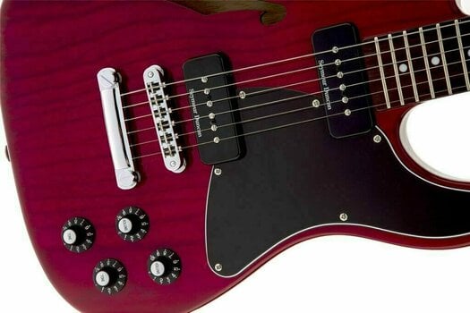Elektrische gitaar Fender Jim Adkins JA-90 Telecaster Thinline IL Crimson Red Transparent - 4