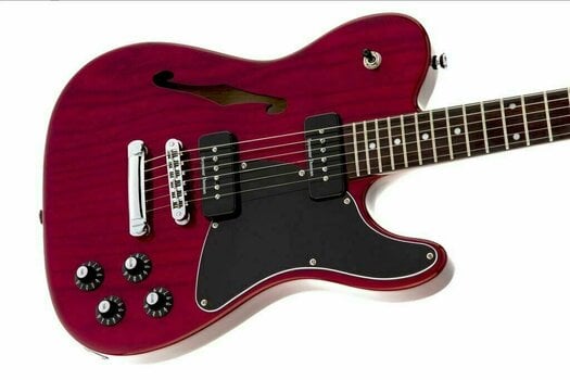 Elektrische gitaar Fender Jim Adkins JA-90 Telecaster Thinline IL Crimson Red Transparent - 5