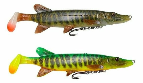 Esca siliconica Savage Gear 4D Pike Shad Striped Pike 20 cm 65 g - 2