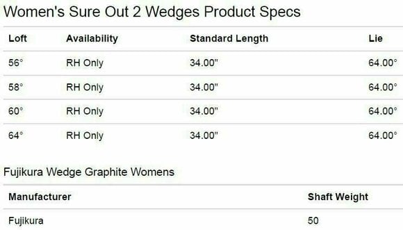 Стик за голф - Wedge Callaway Sure Out 2 Wedge Right Hand 56 Fuji Graphite Ladies - 5