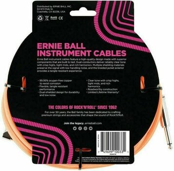 Instrumentkabel Ernie Ball P06079-EB Oranje 3 m Recht - Gebogen - 2