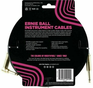 Kabel instrumentalny Ernie Ball P06086-EB Czarny 5,5 m Prosty - Kątowy - 2