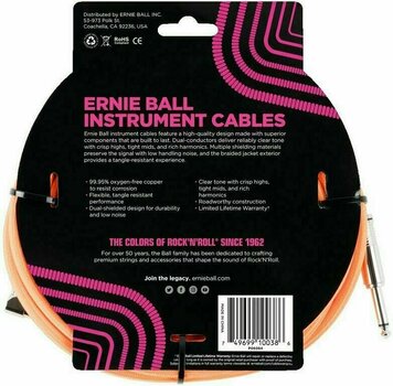 Câble pour instrument Ernie Ball P06084-EB Orange 5,5 m Droit - Angle - 2
