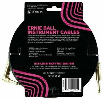 Инструментален кабел Ernie Ball P06081-EB Черeн 3 m Директен - Ъглов - 2