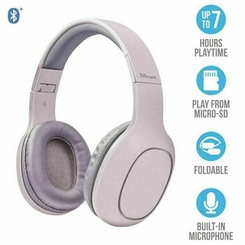 Vezeték nélküli fejhallgatók On-ear Trust Dona Wireless Bluetooth Headphones Pink - 2