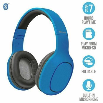 Vezeték nélküli fejhallgatók On-ear Trust Dona Wireless Bluetooth Headphones Blue - 2
