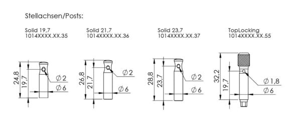 Ģitāras skaņošanas mašīnas Schaller Original G-Series Deluxe 3L/3R solid 21,7 M6 Gold - 2