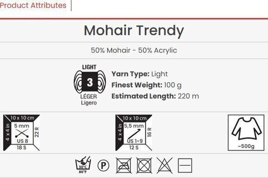 Kudumislõng Yarn Art Mohair Trendy 137 Kudumislõng - 3