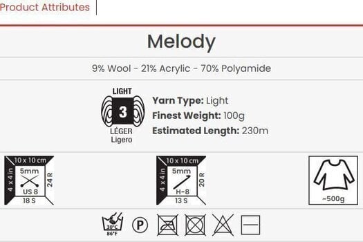 Kudumislõng Yarn Art Melody 884 Kudumislõng - 3