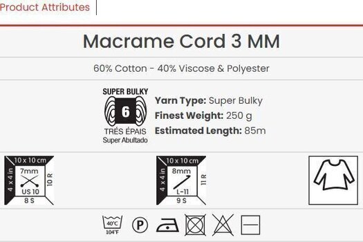Nöör Yarn Art Macrame Cord 3 mm 85 m 796 Nöör - 3
