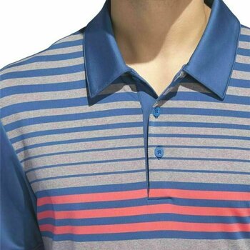 Polo Shirt Adidas Ultimate365 3-Stripes Heathered Mens Polo Shirt Grey Three Heather/Dark Marine/Shock Red XL - 10