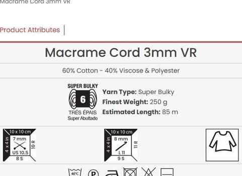 Nöör Yarn Art Macrame Cord 3 mm VR 85 m 914 Nöör - 3