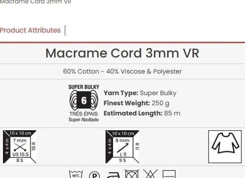Nöör Yarn Art Macrame Cord 3 mm VR 85 m 921 Nöör - 3
